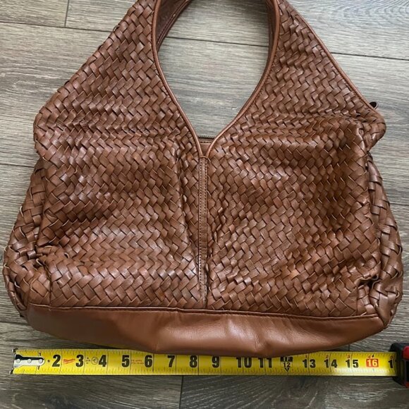 Sondra Roberts Brown Basketweave Hobo Shoulder Bag Purse - Picture 14 of 16